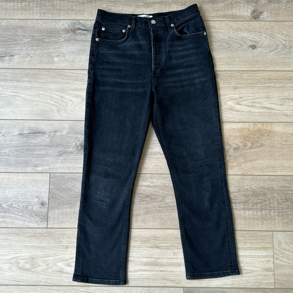 Agolde Riley high rise straight crop jeans black